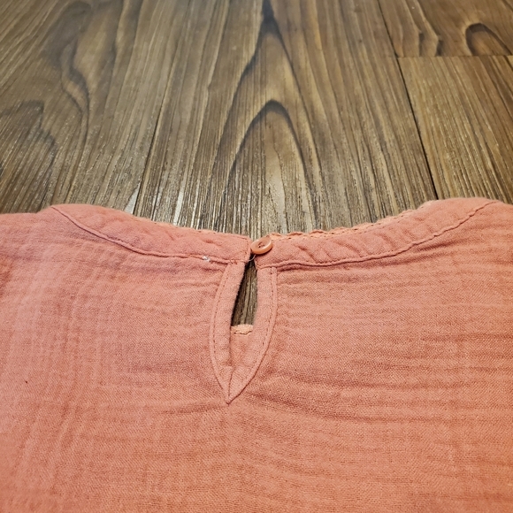 Calligraphie Dusty Rose Top Long Sleeve Peplum Cotton Embroidered Mesh Casual M - Picture 7 of 9